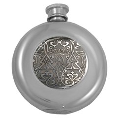 Art Nouveau Silver Round Hip Flask (5 Oz) by NouveauDesign