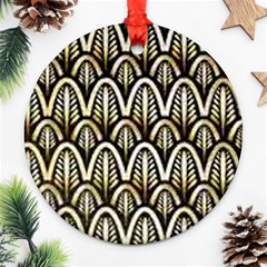 Art Deco Gold Black Shell Pattern Ornament (round) by NouveauDesign