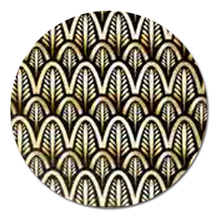 art deco gold black shell pattern Magnet 5  (Round)