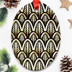 Art Deco Gold Black Shell Pattern Oval Ornament (two Sides) by NouveauDesign