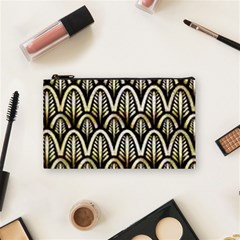 Art Deco Gold Black Shell Pattern Cosmetic Bag (small)  by NouveauDesign