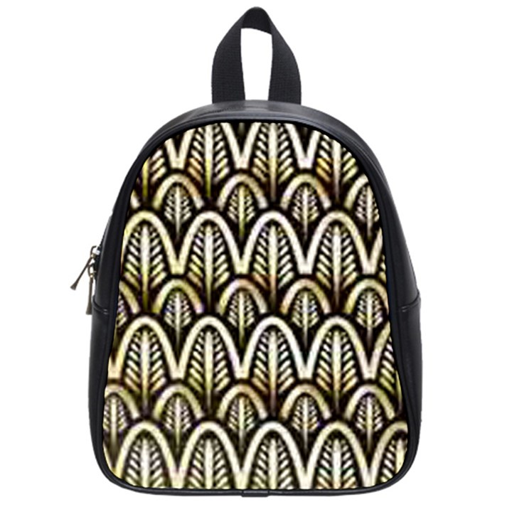 art deco gold black shell pattern School Bag (Small)