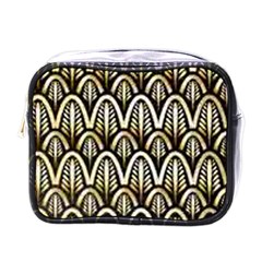 Art Deco Gold Black Shell Pattern Mini Toiletries Bags by NouveauDesign