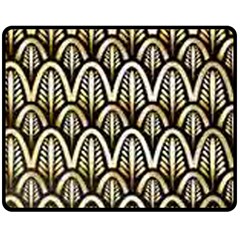 Art Deco Gold Black Shell Pattern Fleece Blanket (medium)  by NouveauDesign