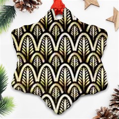 Art Deco Gold Black Shell Pattern Snowflake Ornament (two Sides) by NouveauDesign