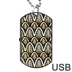 Art Deco Gold Black Shell Pattern Dog Tag Usb Flash (two Sides) by NouveauDesign