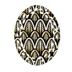 Art Deco Gold Black Shell Pattern Ornament (oval Filigree) by NouveauDesign