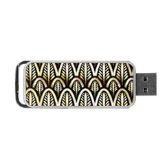 Art Deco Gold Black Shell Pattern Portable Usb Flash (one Side) by NouveauDesign