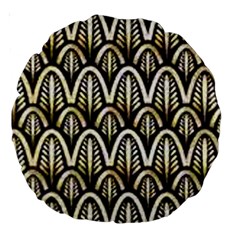 Art Deco Gold Black Shell Pattern Large 18  Premium Round Cushions by NouveauDesign