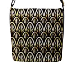 Art Deco Gold Black Shell Pattern Flap Messenger Bag (l)  by NouveauDesign