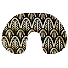 Art Deco Gold Black Shell Pattern Travel Neck Pillows by NouveauDesign