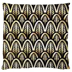 Art Deco Gold Black Shell Pattern Large Flano Cushion Case (one Side) by NouveauDesign