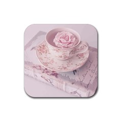 Shabby Chic High Tea Rubber Coaster (square)  by NouveauDesign