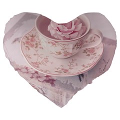 Shabby Chic High Tea Large 19  Premium Heart Shape Cushions by NouveauDesign