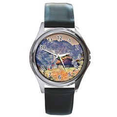 Impressionism Round Metal Watch by NouveauDesign