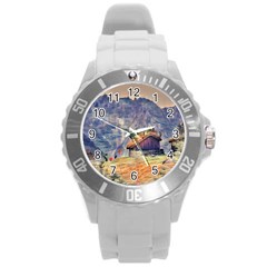 Impressionism Round Plastic Sport Watch (l) by NouveauDesign