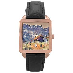 Impressionism Rose Gold Leather Watch  by NouveauDesign