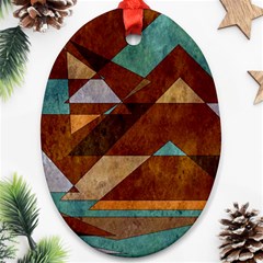 Turquoise And Bronze Triangle Design With Copper Ornament (oval) by digitaldivadesigns