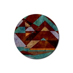 Turquoise And Bronze Triangle Design With Copper Rubber Round Coaster (4 Pack)  by digitaldivadesigns