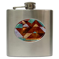 Turquoise And Bronze Triangle Design With Copper Hip Flask (6 Oz) by digitaldivadesigns