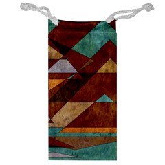 Turquoise And Bronze Triangle Design With Copper Jewelry Bag by digitaldivadesigns