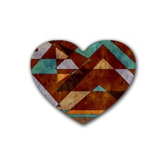 Turquoise And Bronze Triangle Design With Copper Heart Coaster (4 Pack)  by digitaldivadesigns