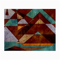 Turquoise And Bronze Triangle Design With Copper Small Glasses Cloth (2-side) by digitaldivadesigns