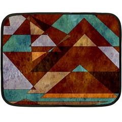 Turquoise And Bronze Triangle Design With Copper Double Sided Fleece Blanket (mini)  by digitaldivadesigns