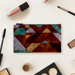 Turquoise And Bronze Triangle Design With Copper Cosmetic Bag (small)  by digitaldivadesigns