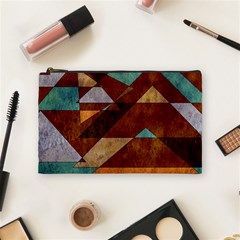 Turquoise And Bronze Triangle Design With Copper Cosmetic Bag (medium)  by digitaldivadesigns