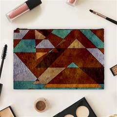 Turquoise And Bronze Triangle Design With Copper Cosmetic Bag (large)  by digitaldivadesigns