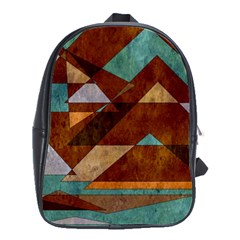 Turquoise And Bronze Triangle Design With Copper School Bag (large) by digitaldivadesigns