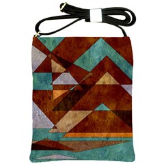 Turquoise And Bronze Triangle Design With Copper Shoulder Sling Bags by digitaldivadesigns