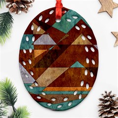 Turquoise And Bronze Triangle Design With Copper Oval Filigree Ornament (two Sides) by digitaldivadesigns