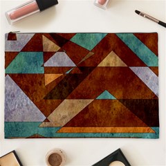 Turquoise And Bronze Triangle Design With Copper Cosmetic Bag (xxl)  by digitaldivadesigns