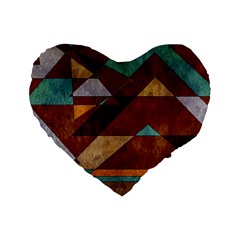 Turquoise And Bronze Triangle Design With Copper Standard 16  Premium Heart Shape Cushions by digitaldivadesigns