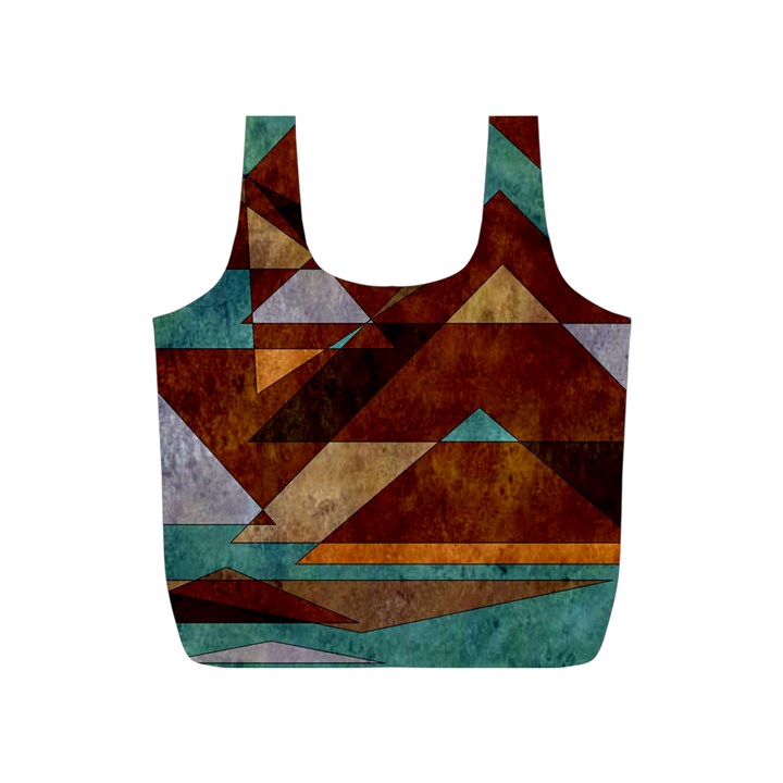 Turquoise and Bronze Triangle Design with Copper Full Print Recycle Bags (S) 