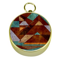 Turquoise And Bronze Triangle Design With Copper Gold Compasses by digitaldivadesigns