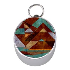 Turquoise And Bronze Triangle Design With Copper Mini Silver Compasses by digitaldivadesigns