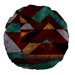 Turquoise And Bronze Triangle Design With Copper Large 18  Premium Flano Round Cushions by digitaldivadesigns