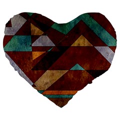 Turquoise And Bronze Triangle Design With Copper Large 19  Premium Flano Heart Shape Cushions by digitaldivadesigns