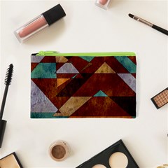 Turquoise And Bronze Triangle Design With Copper Cosmetic Bag (xs) by digitaldivadesigns