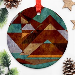 Turquoise And Bronze Triangle Design With Copper Ornament (round) by digitaldivadesigns