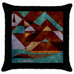 Turquoise And Bronze Triangle Design With Copper Throw Pillow Case (black) by digitaldivadesigns