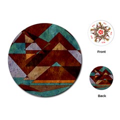 Turquoise And Bronze Triangle Design With Copper Playing Cards (round)  by digitaldivadesigns