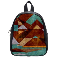 Turquoise And Bronze Triangle Design With Copper School Bag (small) by digitaldivadesigns