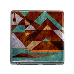 Turquoise And Bronze Triangle Design With Copper Memory Card Reader (square) by digitaldivadesigns