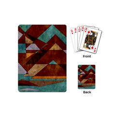 Turquoise And Bronze Triangle Design With Copper Playing Cards (mini)  by digitaldivadesigns