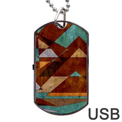 Turquoise And Bronze Triangle Design With Copper Dog Tag Usb Flash (one Side) by digitaldivadesigns