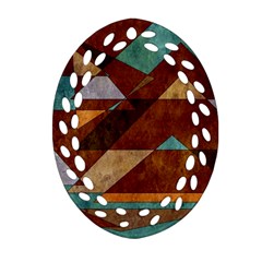 Turquoise And Bronze Triangle Design With Copper Ornament (oval Filigree) by digitaldivadesigns